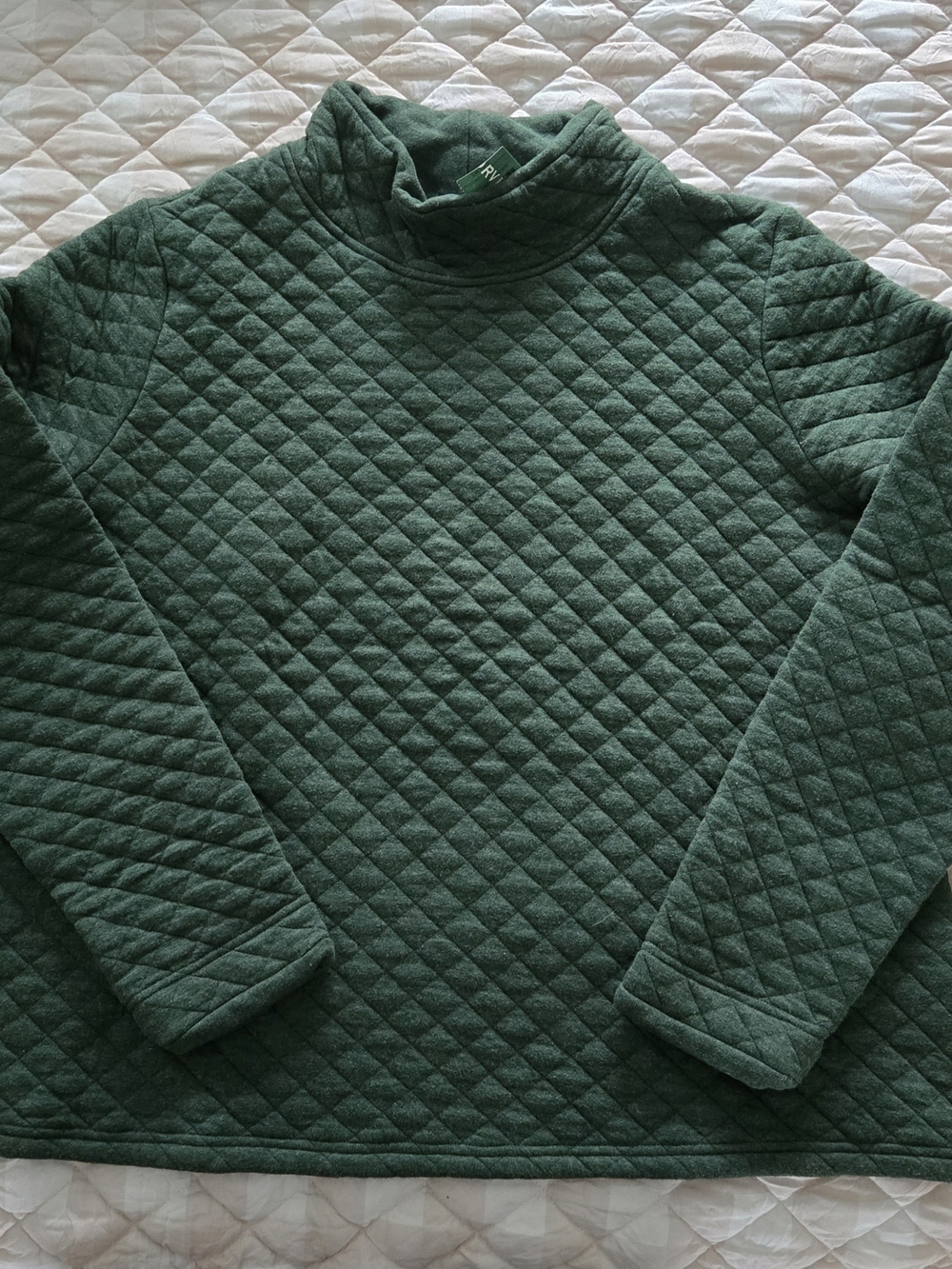 Orvis Quilted Turtleneck Sweater - Forest Green